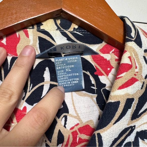 Vintage 80s Koret White Red Black Big Button Floral Jacket Women's Size XL - Picture 5 of 7